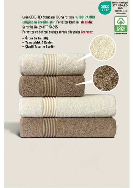 4'lü Pamuk Banyo Havlusu Seti, 50X90/70X140, Krem Kahverengi, Çeyizlik, Yüksek Kalite fiyatları