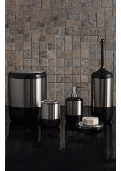 Şeffaf Siyah Büyük Banyo Seti, Modern ve Şık Tasarım