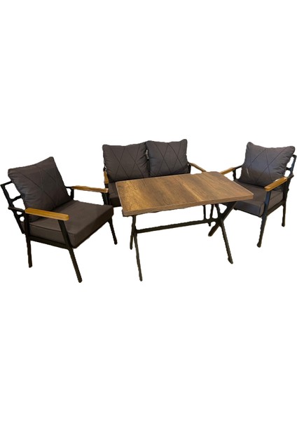Simhouse Metal Çay Seti 2+1+1 Bahçe Balkon Teras Takımı