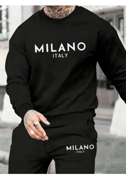 Milano Baskılı Erkek Eşofman Takımı - Alt Üst Takım - Rahat Kumaş - Caglisa fiyatları