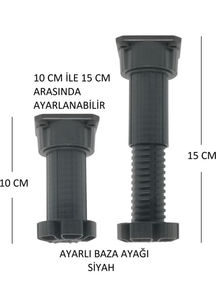 Ayarlanabilir Plastik Baza Ayağı 10-15 Cm, Siyah, Çok Amaçlı Dolap Ayağı modelleri