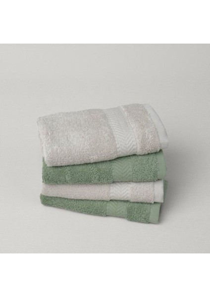 4'lü Pamuk El Havlusu Seti, 33X33 Cm, Haki/gri, Çok Renkli