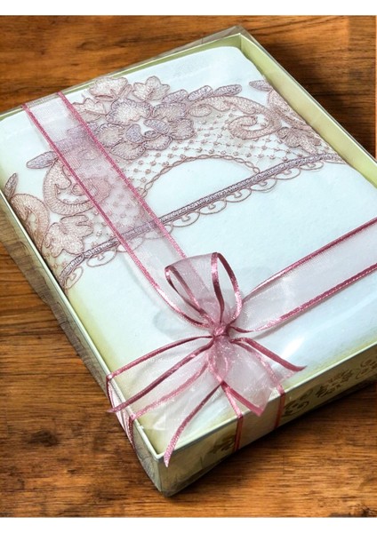 Kadife El Yüz Havlusu 50X90 Cm, Güpürlü, Kutulu, Hediyelik, Çeyizlik