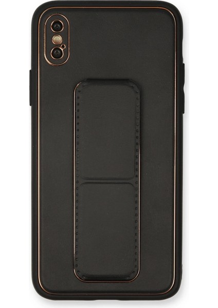 Iphone Xs Max Kılıf Coco Deri Standlı Kapak - Siyah Arbkd