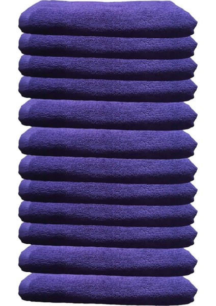 12'li Paket 50X90 cm Mikrofiber El, Yüz, Spor ve Kuaför Havlusu Mor Renk