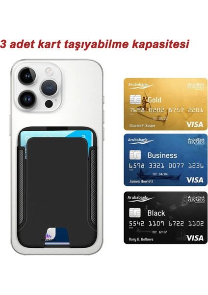 Tüm Telefonlar ile Uyumlu Standlı Magsafe Mıknatıslı Kartlık Cüzdan Pc Karbon indirimleri