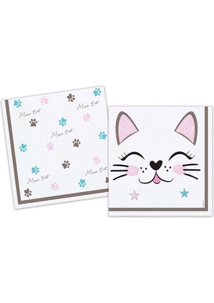 Yeşil Kedi Temalı Doğum Günü Parti Seti, Tabak, Bardak, Peçete, Renkli ve Eğlenceli modelleri