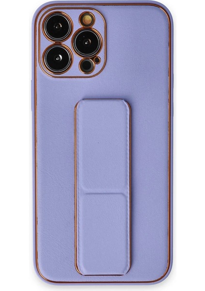 iPhone 13 Pro Kılıf Coco Deri Standlı Kapak - Koyu Lila