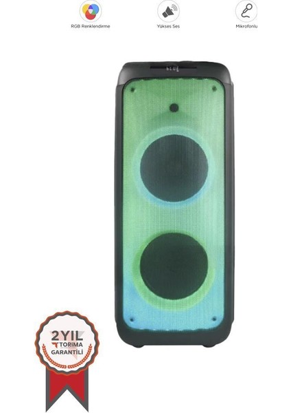 BTS-1938 Siyah Rgb Işıklı Taşınabilir Bluetooth Hoparlör