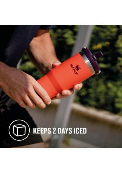 The Iceflow Flip Straw Pipetli Termos Bardak 0,89 Lt Turuncu modelleri