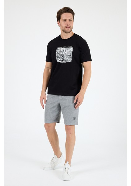 Erkek %100 Pamuk Bisiklet Yaka Kısa Kollu Baskılı T-Shirt Rahat ve Şık Günlük Erkek Tişört 0018