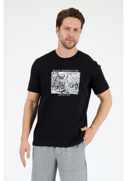 Erkek %100 Pamuk Bisiklet Yaka Kısa Kollu Baskılı T-Shirt Rahat ve Şık Günlük Erkek Tişört 0018 modelleri