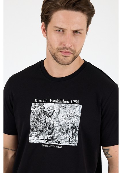 Erkek %100 Pamuk Bisiklet Yaka Kısa Kollu Baskılı T-Shirt Rahat ve Şık Günlük Erkek Tişört 0018 fırsatları