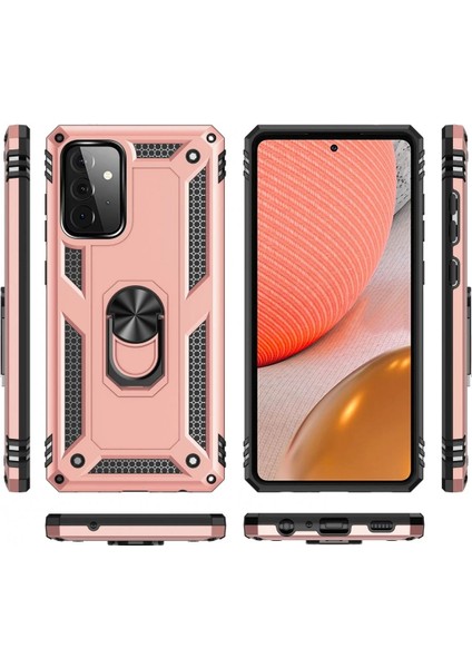 Samsung Galaxy A72 Kılıf Sofya Yüzüklü Silikon Kapak - Rose Arbkd modelleri