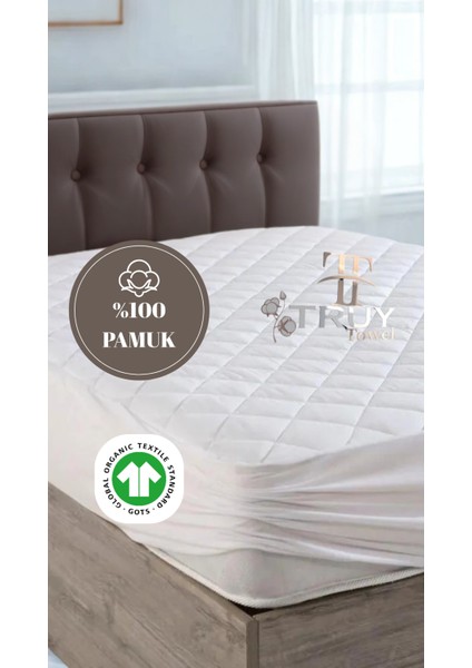 %100 Pamuk Çift Kişilik Yatak Alezi Beyaz 140X200