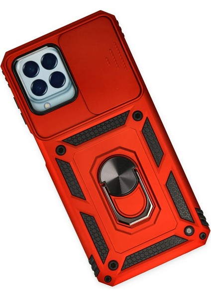 Samsung Galaxy M33 Kılıf Pars Lens Yüzüklü Silikon - Kırmızı Arbkd modelleri