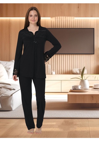 Dvina Effortt Lohusa Pijama Takımı Siyah - 4082