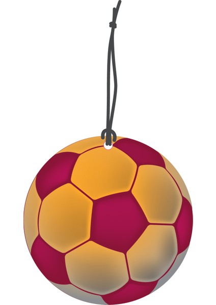 sarı Kırmızı Futbol Topu Görselli Çift Yönlü Dekoratif Oto Kokusu ve Oto Aksesuarı