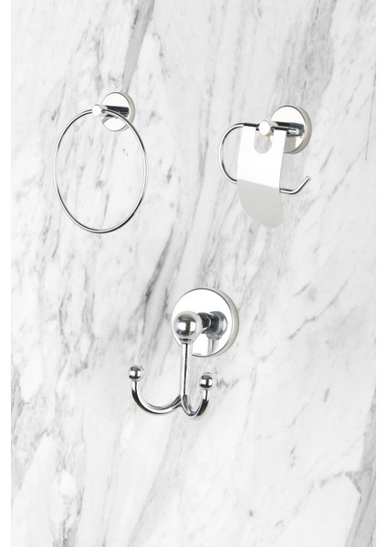 Krom 3'lü Daire Havluluk ve Tuvalet Kağıtlığı Seti, Pratik ve Şık Tasarım