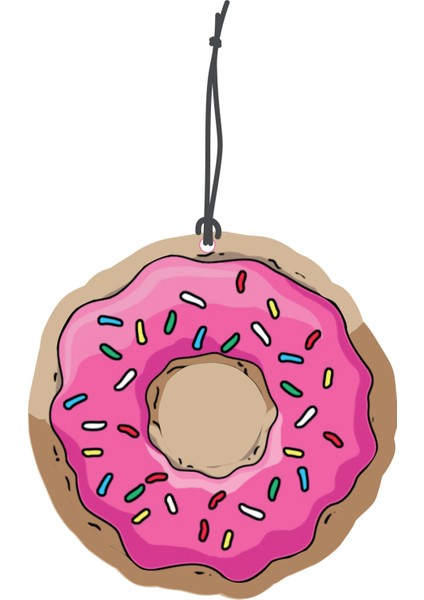 pembe Şeker Donat Görselli Çift Yönlü Dekoratif Oto Kokusu ve Oto Aksesuarı