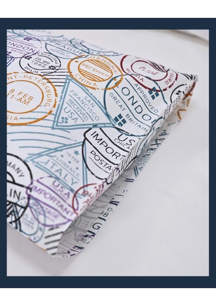 Seyahat Damga Yazılı Yastık Kılıfı | Istanbul London | 2 Adet | 50 x 70