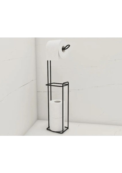 Şık Siyah Yedekli Tuvalet Kağıtlığı, Modern ve Kullanışlı Tasarım
