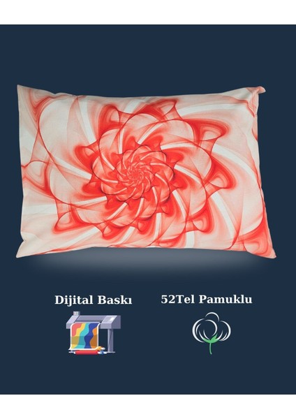 Kırmızı Spiral Gül Tablo Desen Yastık Kılıfı | 2 Adet | 50 x 70