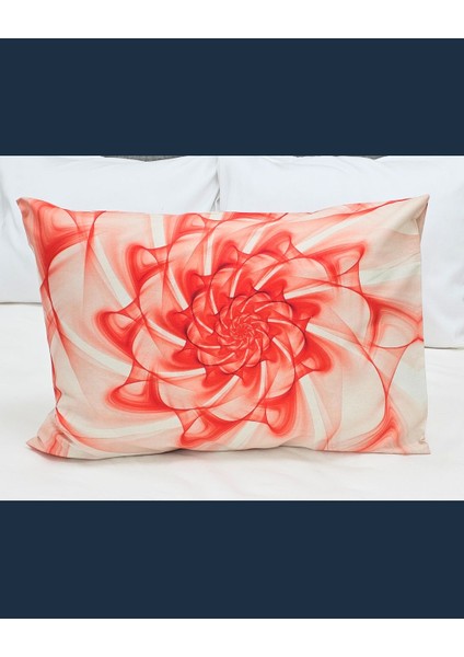 Kırmızı Spiral Gül Tablo Desen Yastık Kılıfı | 2 Adet | 50 x 70
