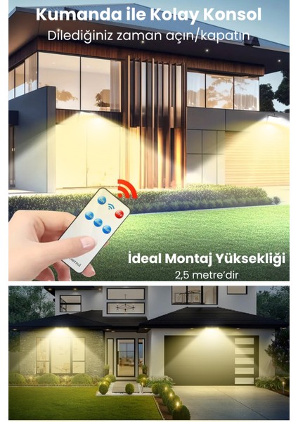 Solar 220 LED – 5m Kablolu, IP65, Kumandalı, 3 Modlu, Güneş Enerjili Bahçe Aydınlatma - Sarı Işık fırsatları