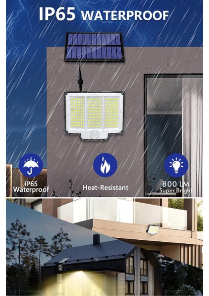 Solar 220 LED – 5m Kablolu, IP65, Kumandalı, 3 Modlu, Güneş Enerjili Bahçe Aydınlatma - Sarı Işık