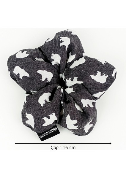 El Yapımı Gri Kutup Ayısı Desenli Pofuduk Scrunchie Toka fiyatları
