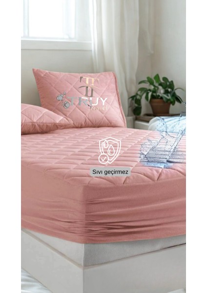 Sıvı Geçirmez Kapitoneli Battal Boy Yatak Alezi Pudra 200X220 fiyatları