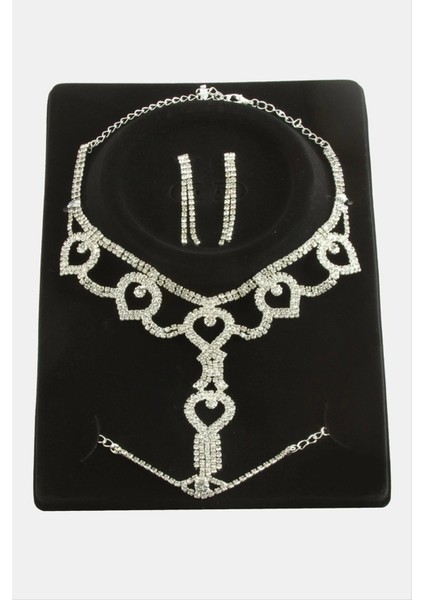 Oval Taşlı Lüks Set Kolye