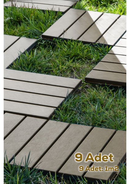 Kahverengi 9 Lü Bahçe ve Balkon Zemin Paspası, Dış Mekan Yer Karosu