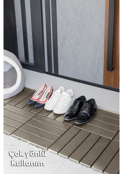 Kahverengi 9 Lü Bahçe ve Balkon Zemin Paspası, Dış Mekan Yer Karosu