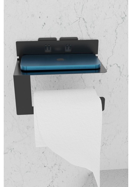 Siyah Metal Güçlü Yapışkanlı Telefon ve Tuvalet Kağıtlık MT92S fiyatları