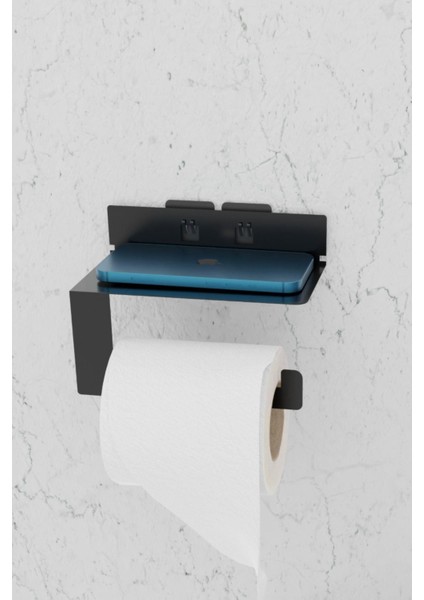 Siyah Metal Güçlü Yapışkanlı Telefon ve Tuvalet Kağıtlık MT92S modelleri