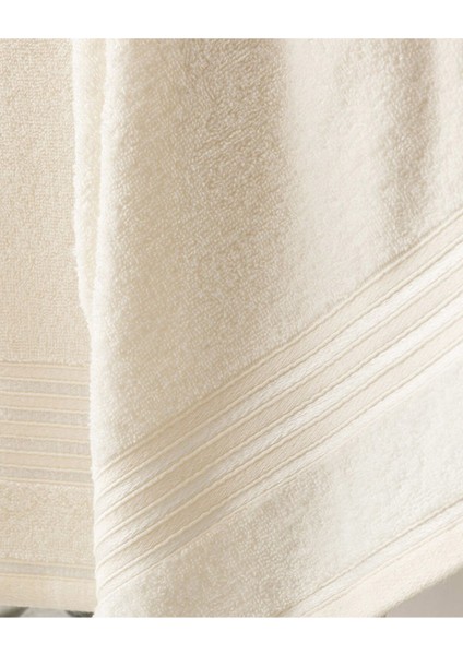 Ekru Çizgili Floşlu Pamuklu Banyo Havlusu Takımı fiyatları