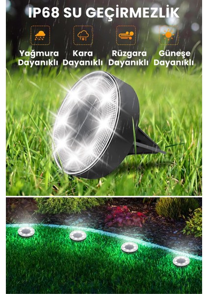 Solar 8 LED Zemin Aydınlatma | 4 Adet | IP68 | Otomatik Gece Işığı | Bahçe Aydınlatma | Beyaz Işık fiyatları