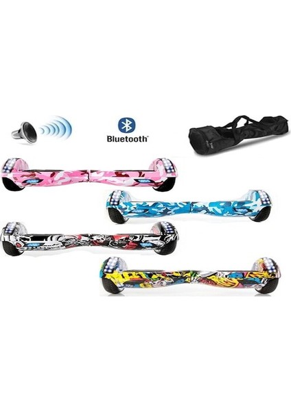 Smartstore Üst LED Işık Smart Scooter Elektrikli Kaykay Hoverboard Bluetooth Desen-01 Bluetooth Istemiyorum