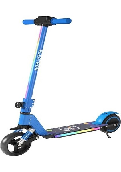 S5 Elektrikli Çocuk Amortisörlü Led'li Scooter + Dizlik ve Dirseklik Mavi