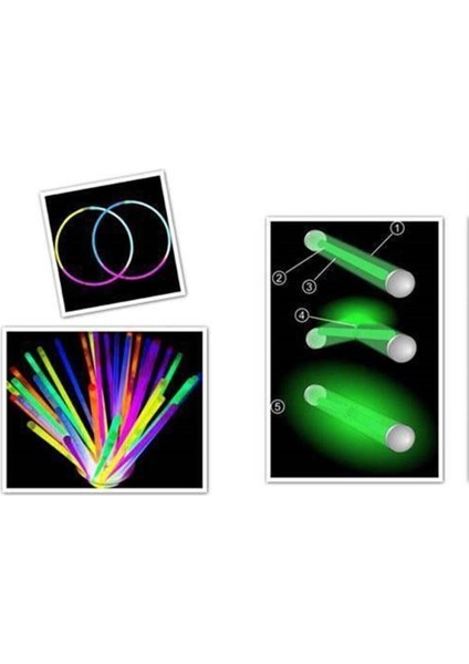 Fosforlu Eğlence Çubuğu 20CM, 100 Adet, Parti ve Süsleme Işığı, Beyaz