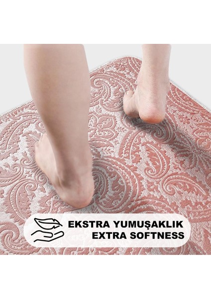 Yumuşak Desenli Pudra 3'lü Banyo Takımı ve Halı Seti indirimleri