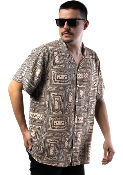 Zar Desenli Büyük Beden Erkek Gömlek – Desenli Renkli Rahat Kesim Viskon