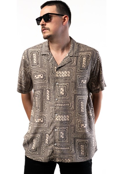 Zar Desenli Büyük Beden Erkek Gömlek – Desenli Renkli Rahat Kesim Viskon fiyatları