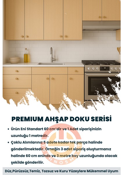 60CMX100CM Premium Kendinden Yapışkanlı Doğal Ahşap Görünümlü Pvc Kaplama