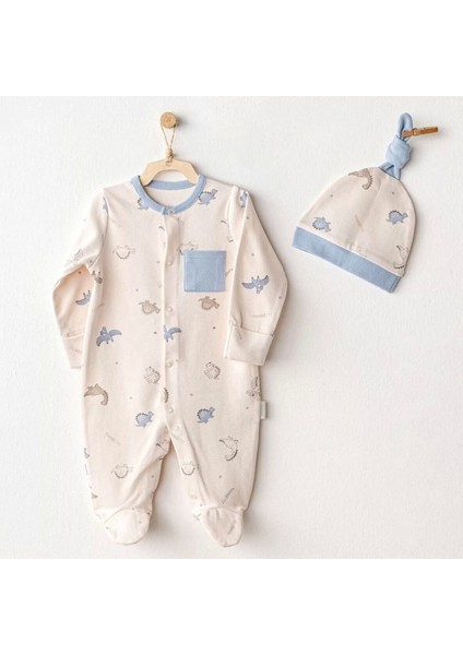 Andywawa AC25919 Romper Hat Set Dino Bebek Tulum Takım Beige