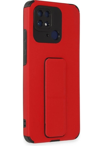 Xiaomi Redmi 10C Kılıf Mega Standlı Silikon - Kırmızı