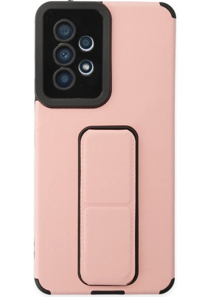 Samsung Galaxy A53 5g Kılıf Mega Standlı Silikon - Pudra Arbkd