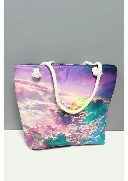 Satürn Desenli Plaj Çantası